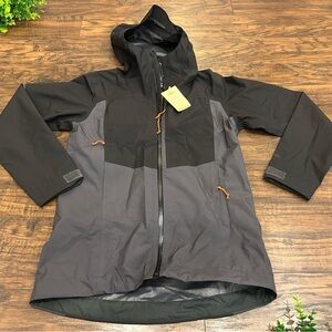 NWT PATAGONIA Women's Boulder Fork Rain Jacket Hooded Grey Black Packable XS
